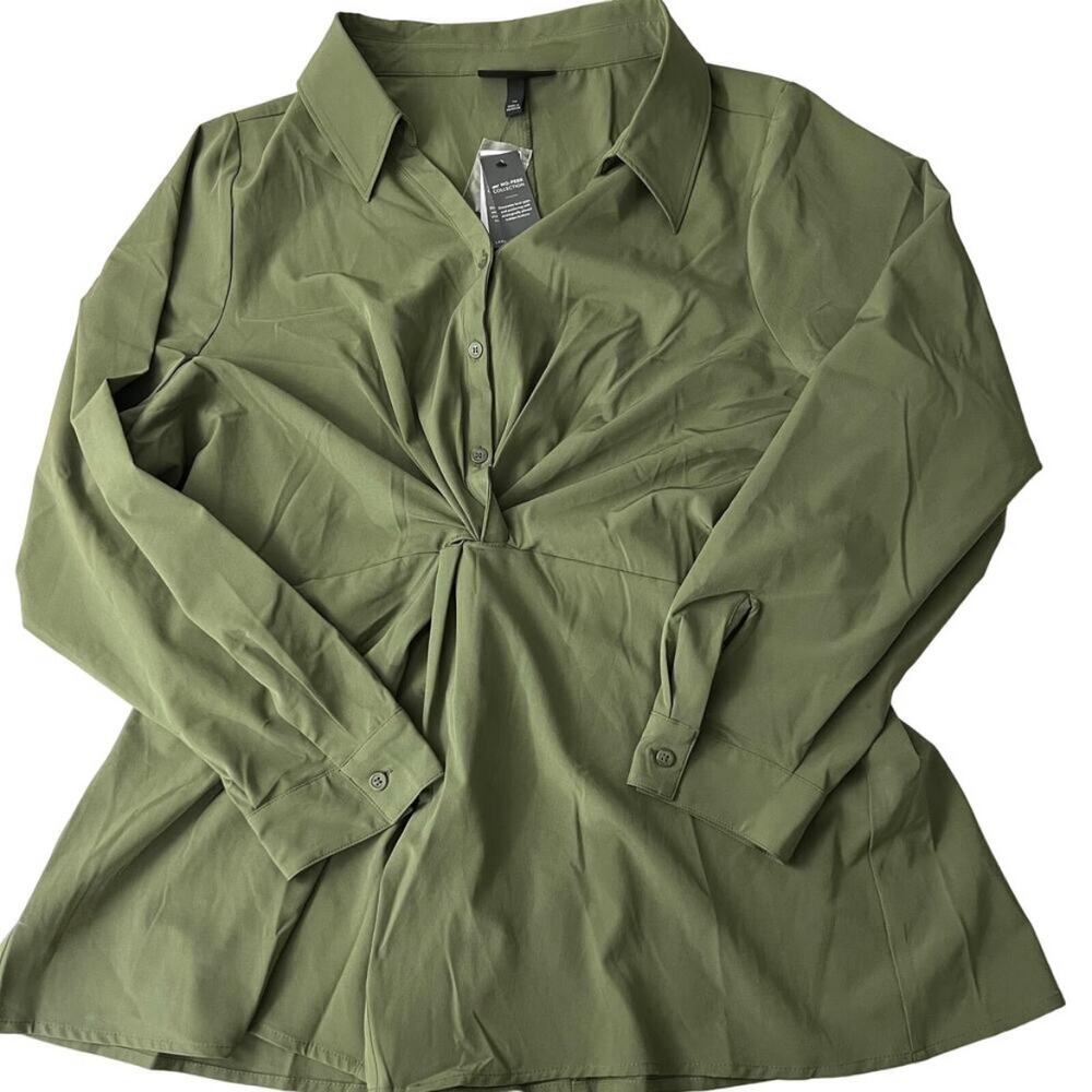 Olive Green button up with twist